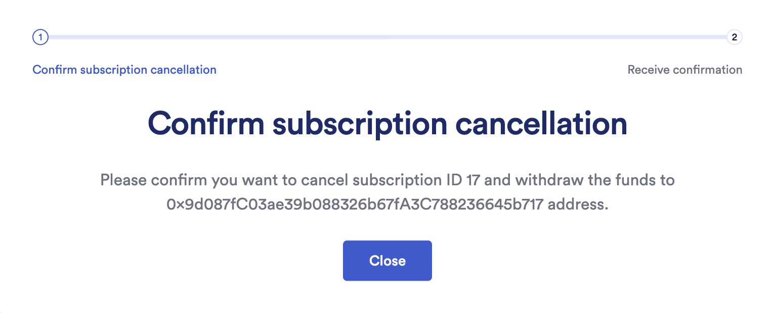 Chainlink Functions confirm the removal of the subscription