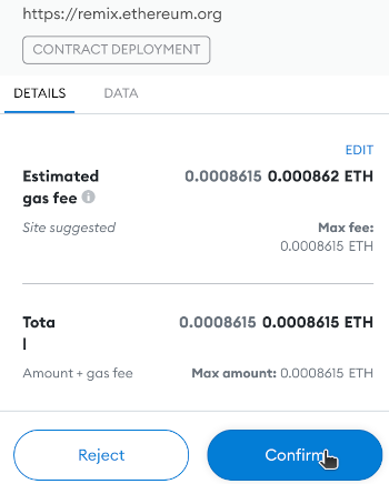 Screenshot showing Metamask asking you to confirm the transaction.