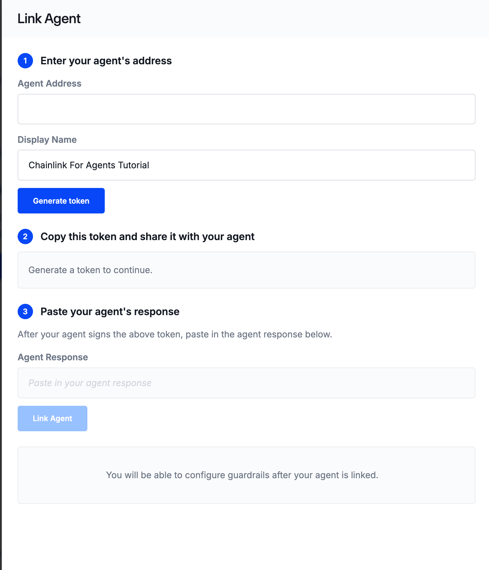 Screenshot showing the generated token for the agent